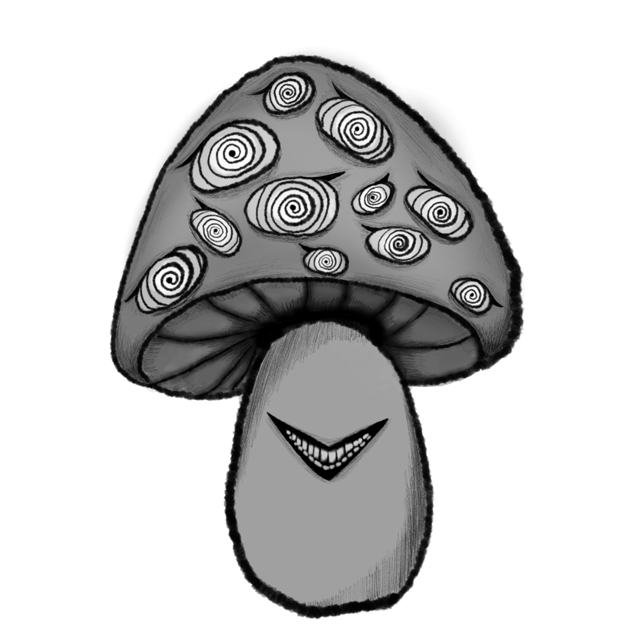 MonoGrin Grinning Stalker Mushroom Matte Sticker